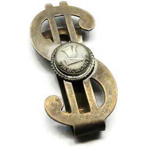 Dollar Sign Money Clip Pennsylvania Stainless Steel Gold Tone Liberty Bell